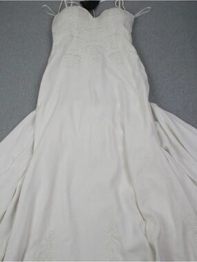 Strapless White Bridal Dress with Embroidered Bodice